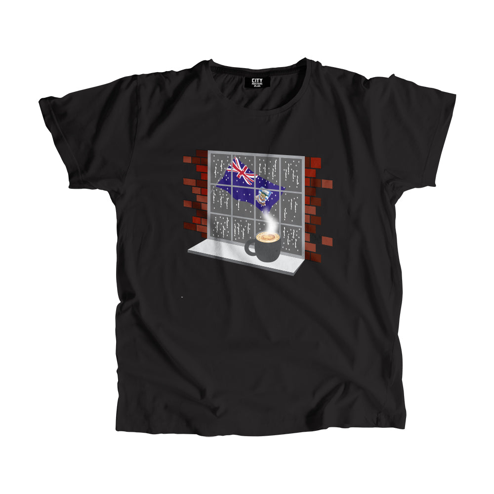 Falkland Islands Coffee Rain Men Unisex T-Shirt | Coffee Lover Graphic Tee