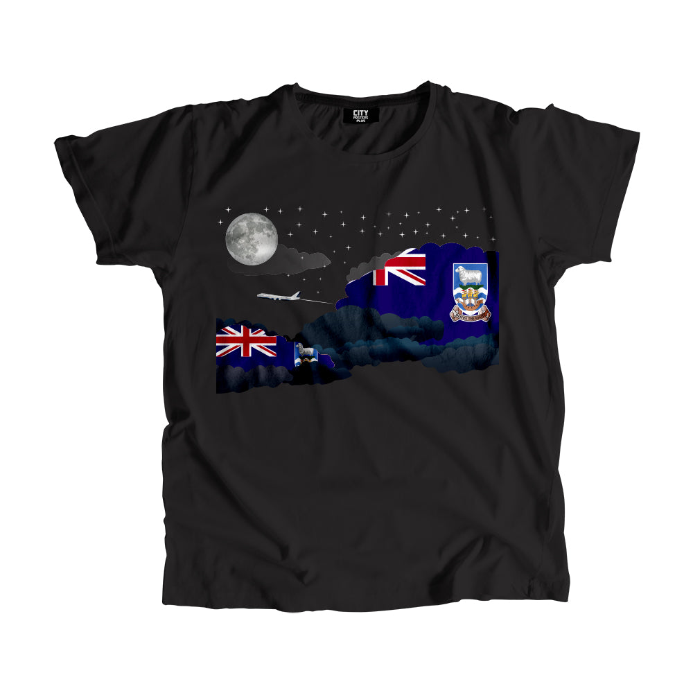 Falkland Islands Night Clouds Airplane Airport Flight Men Unisex T-Shirt Night Clouds Airplane Airport Flight T-Shirt