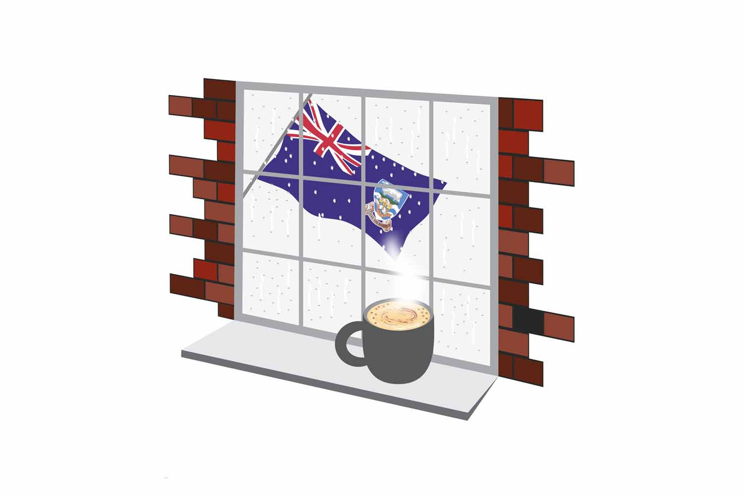 Falkland Islands Coffee Rain Window Fridge Magnet