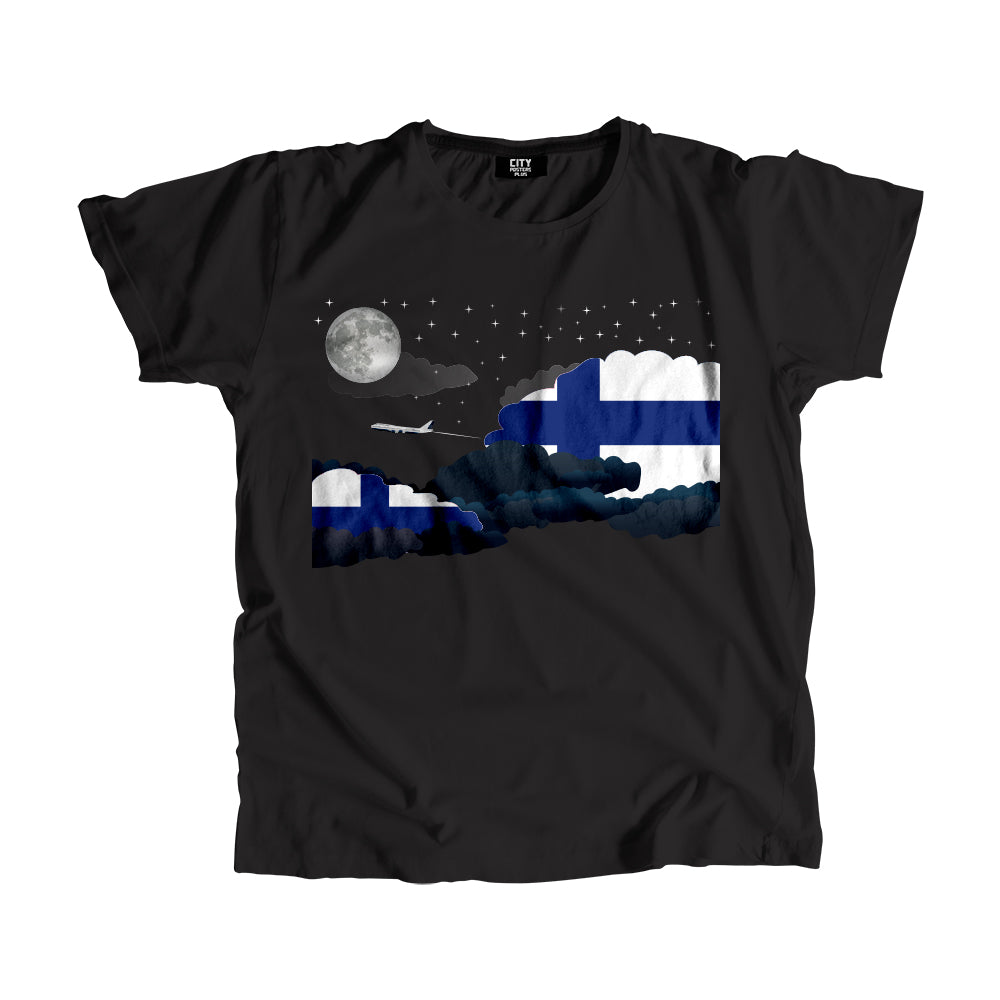 Finland Night Clouds Airplane Airport Flight Men Unisex T-Shirt Night Clouds Airplane Airport Flight T-Shirt