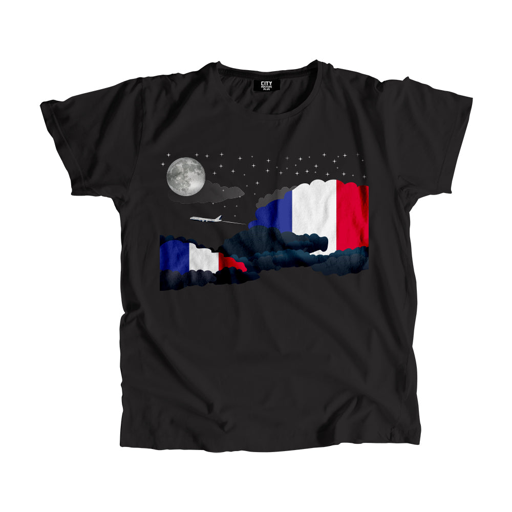 France Night Clouds Airplane Airport Flight Men Unisex T-Shirt Night Clouds Airplane Airport Flight T-Shirt