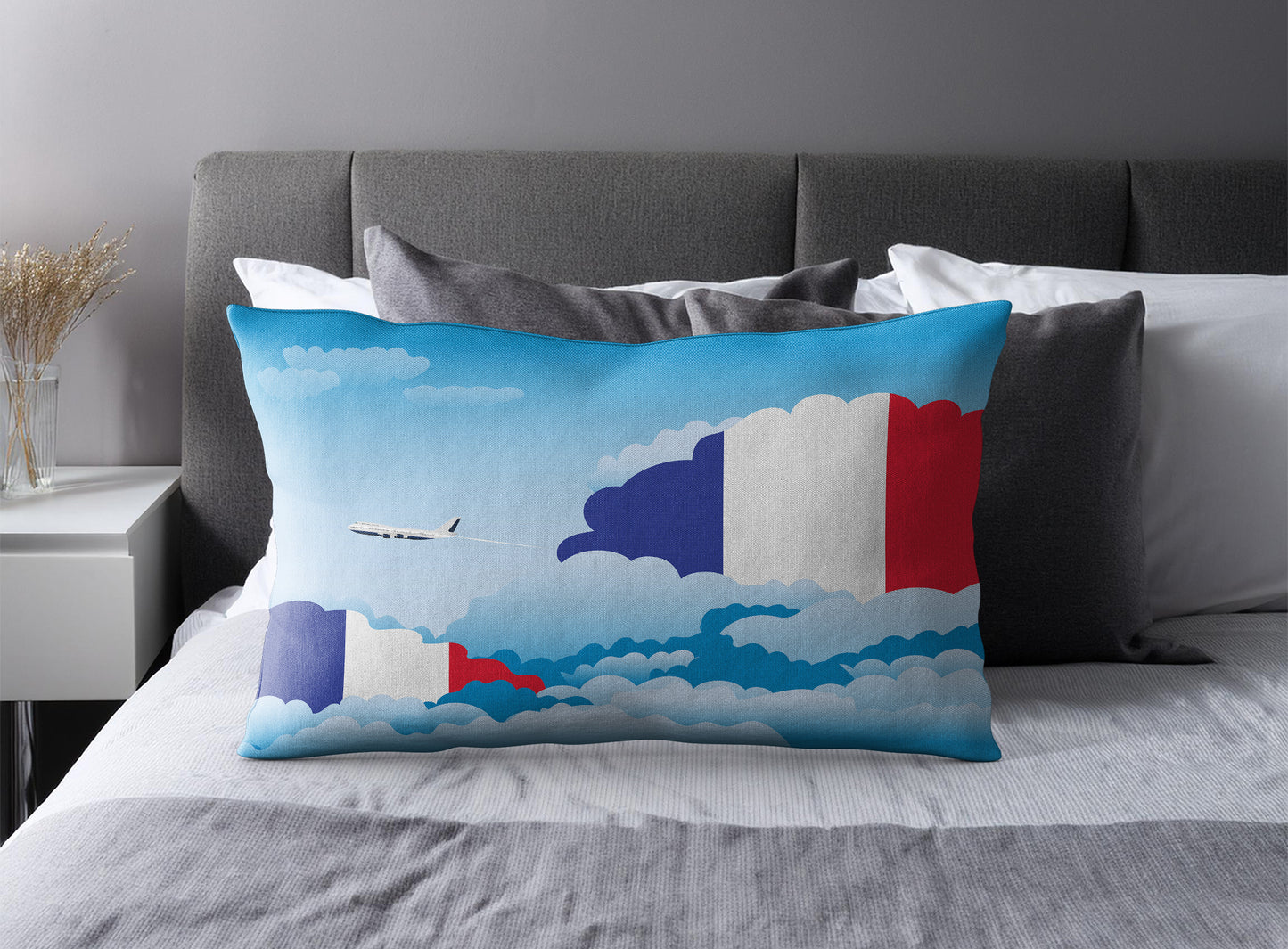 France World Airplane Day Clouds Square & Rectangle Pillow Cases | Aviation Decorative Pillow Covers