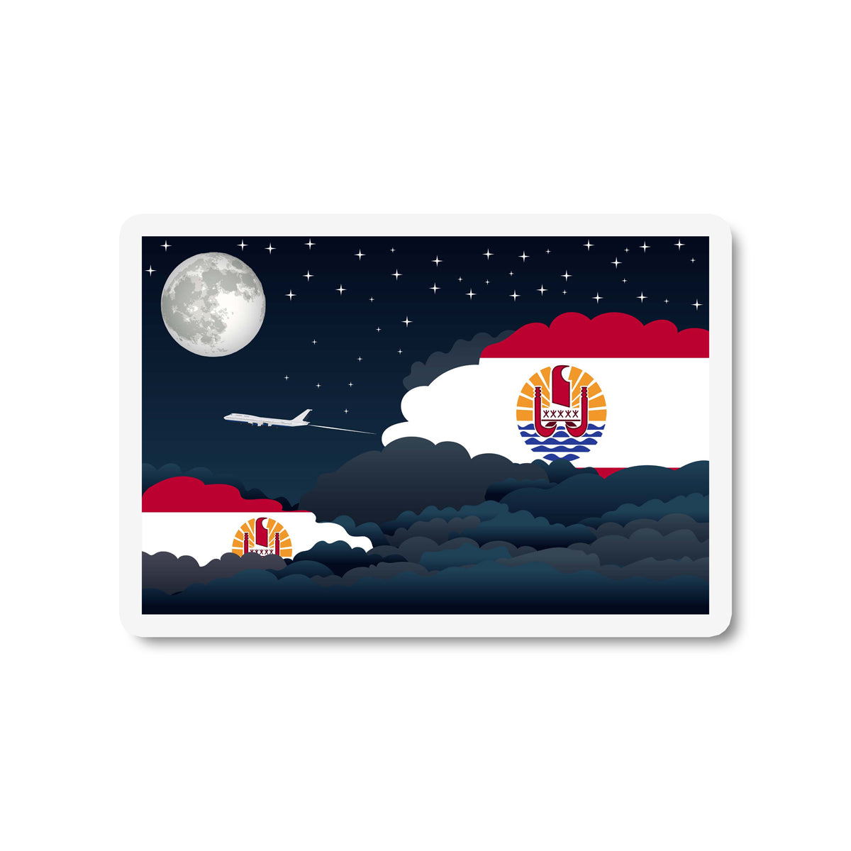 French Polynesia Night Clouds Fridge Magnet