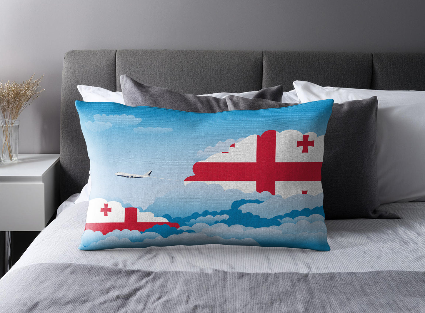 Georgia World Airplane Day Clouds Square & Rectangle Pillow Cases | Aviation Decorative Pillow Covers