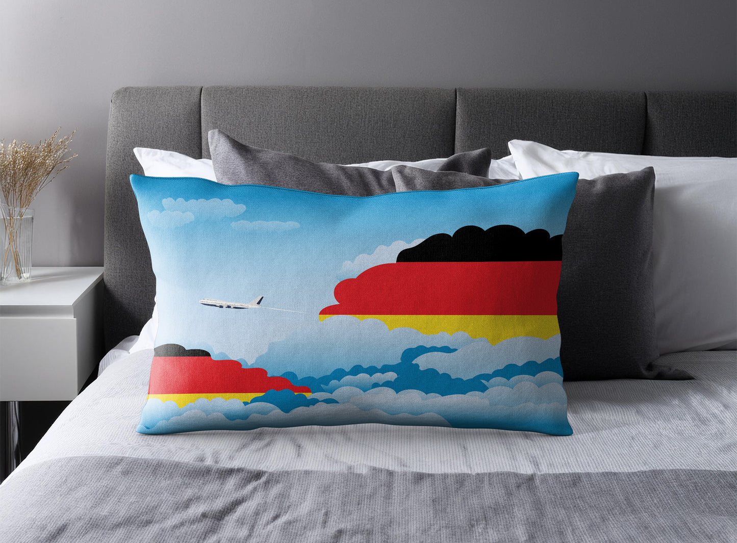Germany World Airplane Day Clouds Square & Rectangle Pillow Cases | Aviation Decorative Pillow Covers