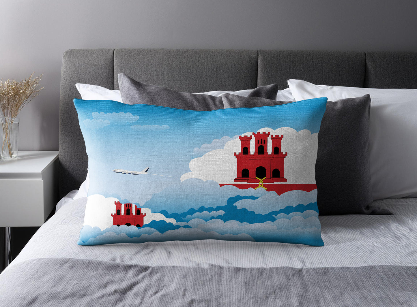 Gibraltar World Airplane Day Clouds Square & Rectangle Pillow Cases | Aviation Decorative Pillow Covers