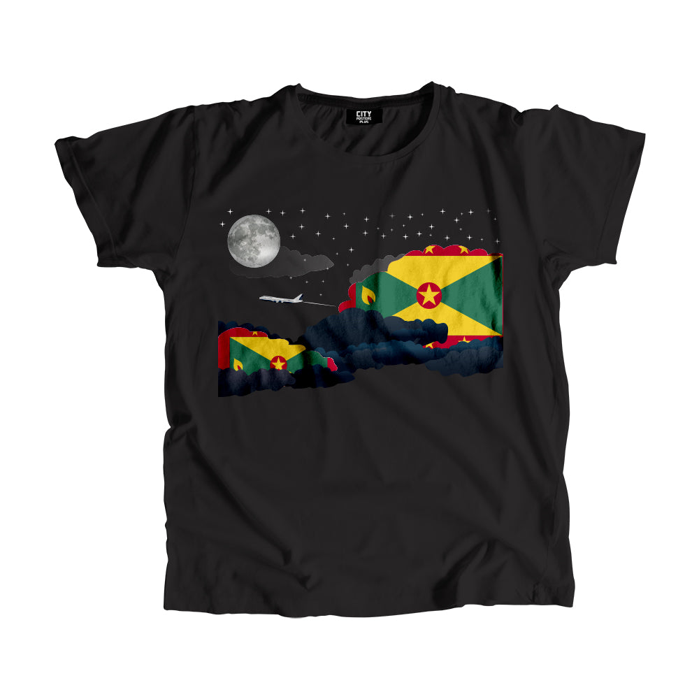 Grenada Night Clouds Airplane Airport Flight Men Unisex T-Shirt Night Clouds Airplane Airport Flight T-Shirt