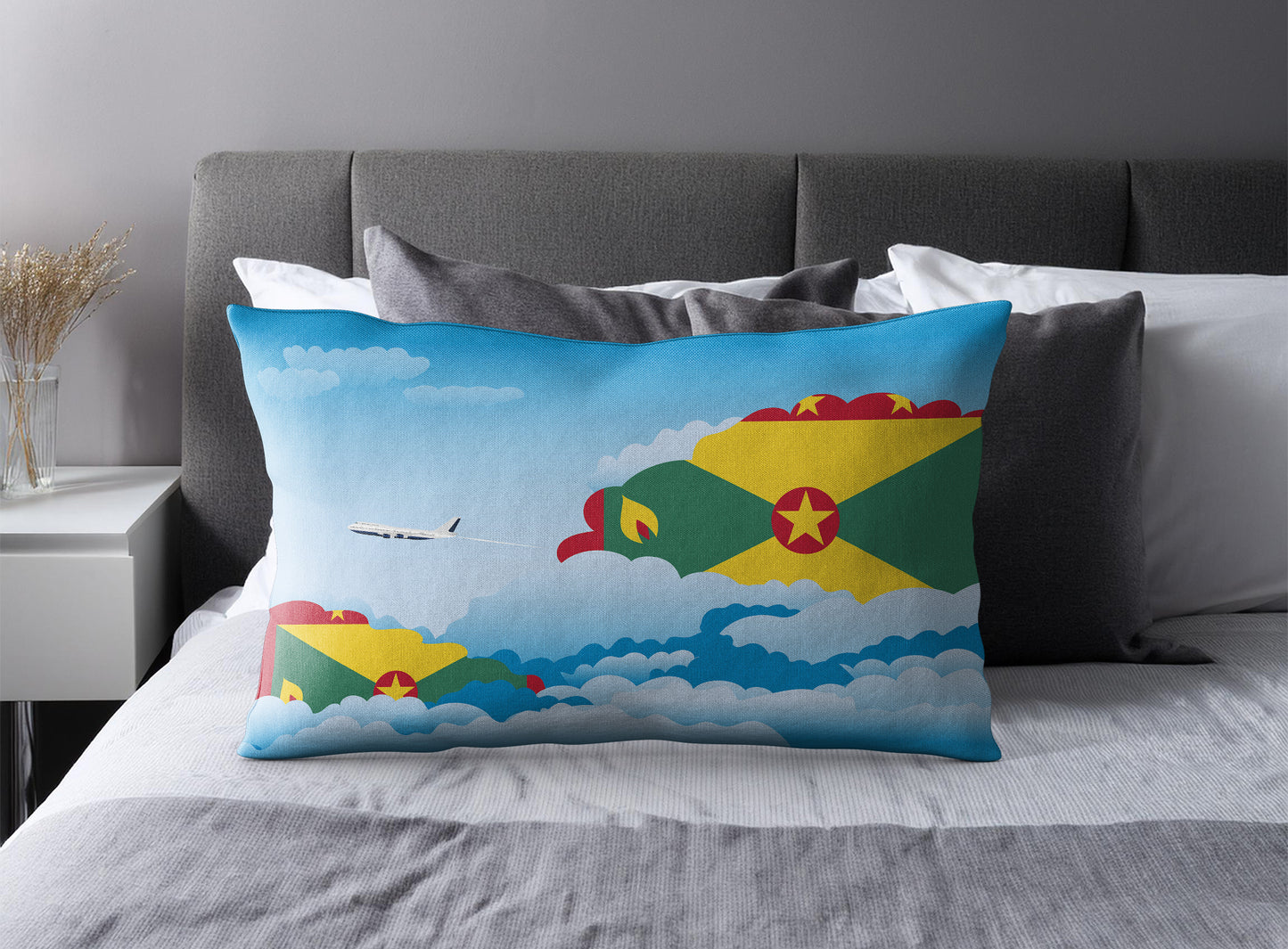 Grenada World Airplane Day Clouds Square & Rectangle Pillow Cases | Aviation Decorative Pillow Covers