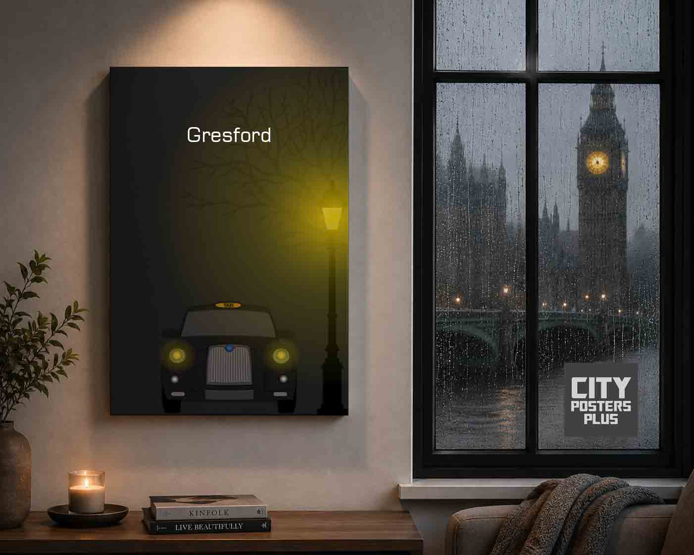Gresford Taxi Black Canvas Wrapped | 360 Images Plus