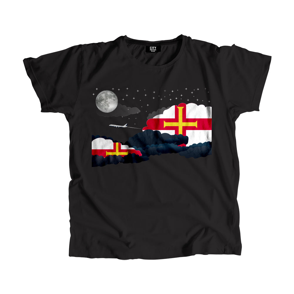 Guernsey Night Clouds Airplane Airport Flight Men Unisex T-Shirt Night Clouds Airplane Airport Flight T-Shirt