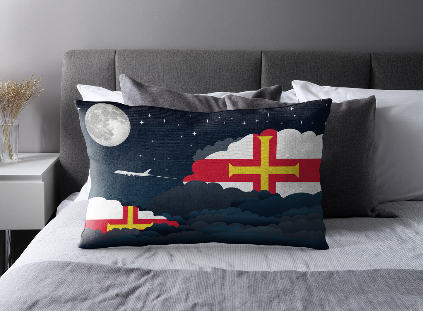 Guernsey Night Clouds Pillow Case and Pillow Throw