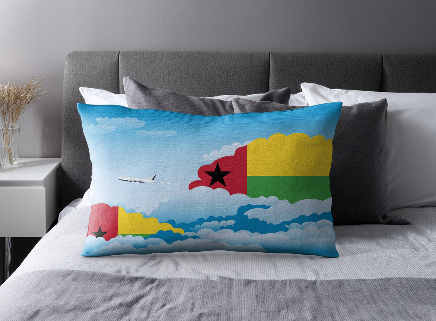 Guinea Bissau World Airplane Day Clouds Square & Rectangle Pillow Cases | Aviation Decorative Pillow Covers