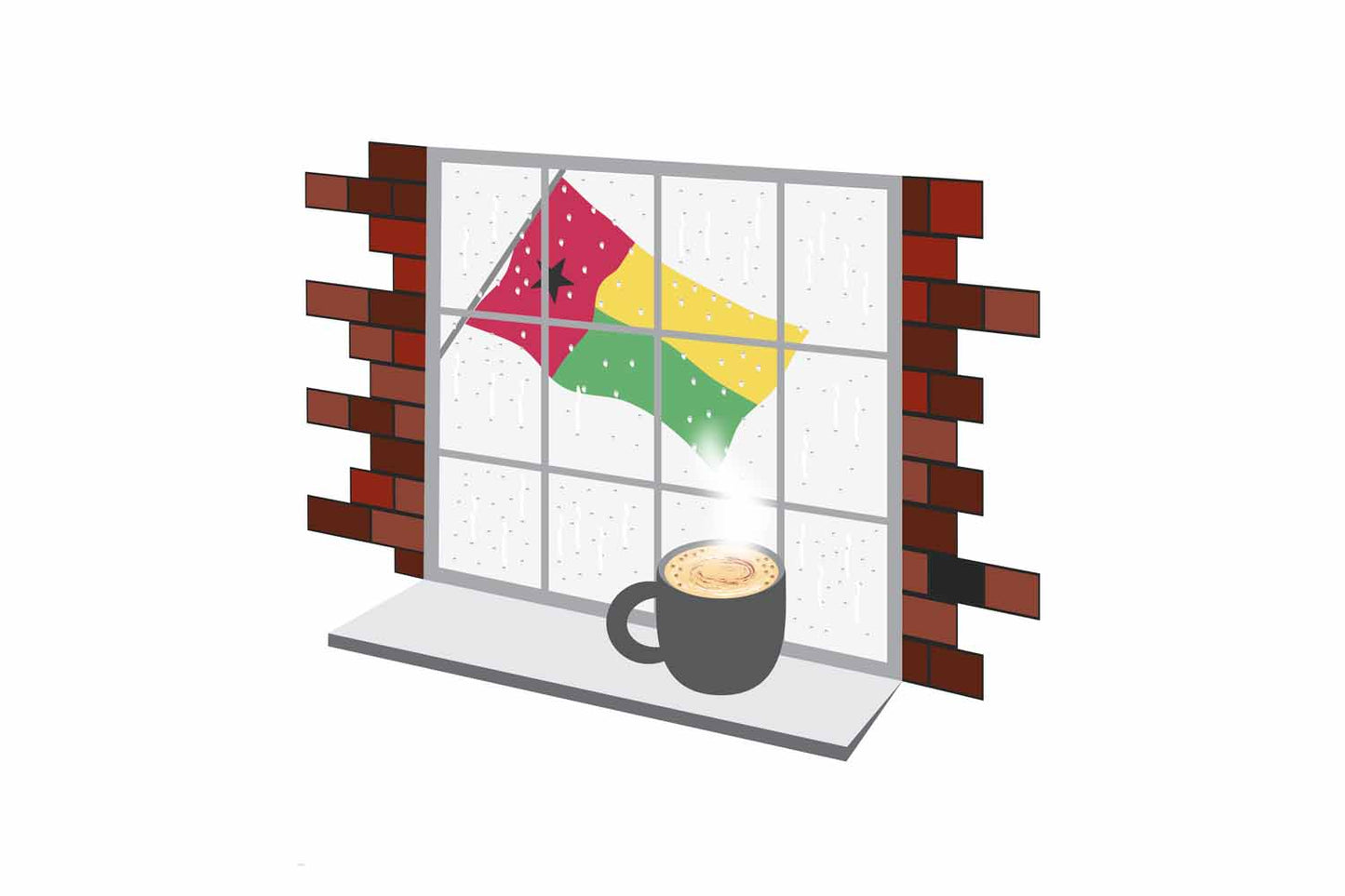 Guinea Bissau Coffee Rain Window Fridge Magnet