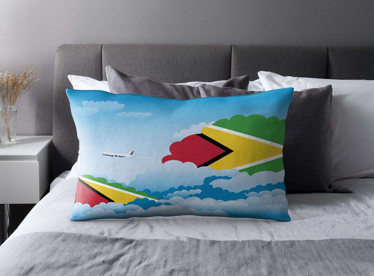 Guyana World Airplane Day Clouds Square & Rectangle Pillow Cases | Aviation Decorative Pillow Covers