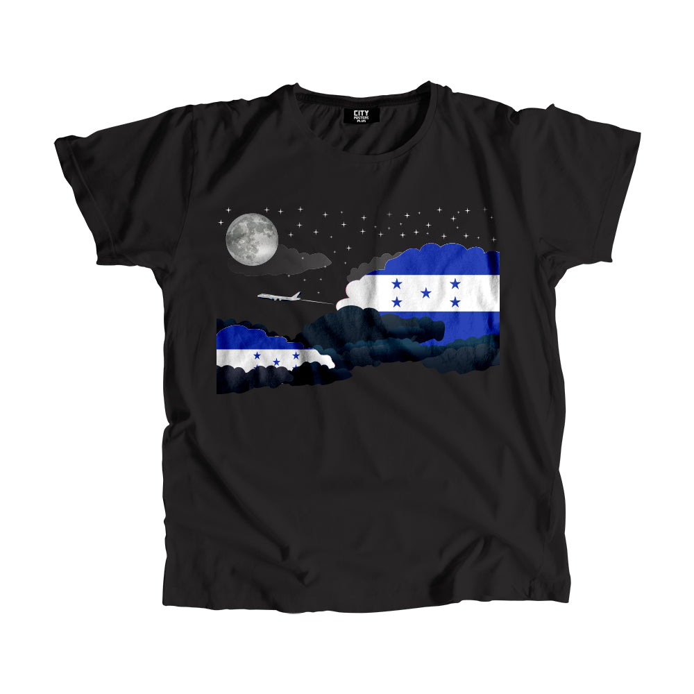 Honduras Night Clouds Airplane Airport Flight Men Unisex T-Shirt Night Clouds Airplane Airport Flight T-Shirt