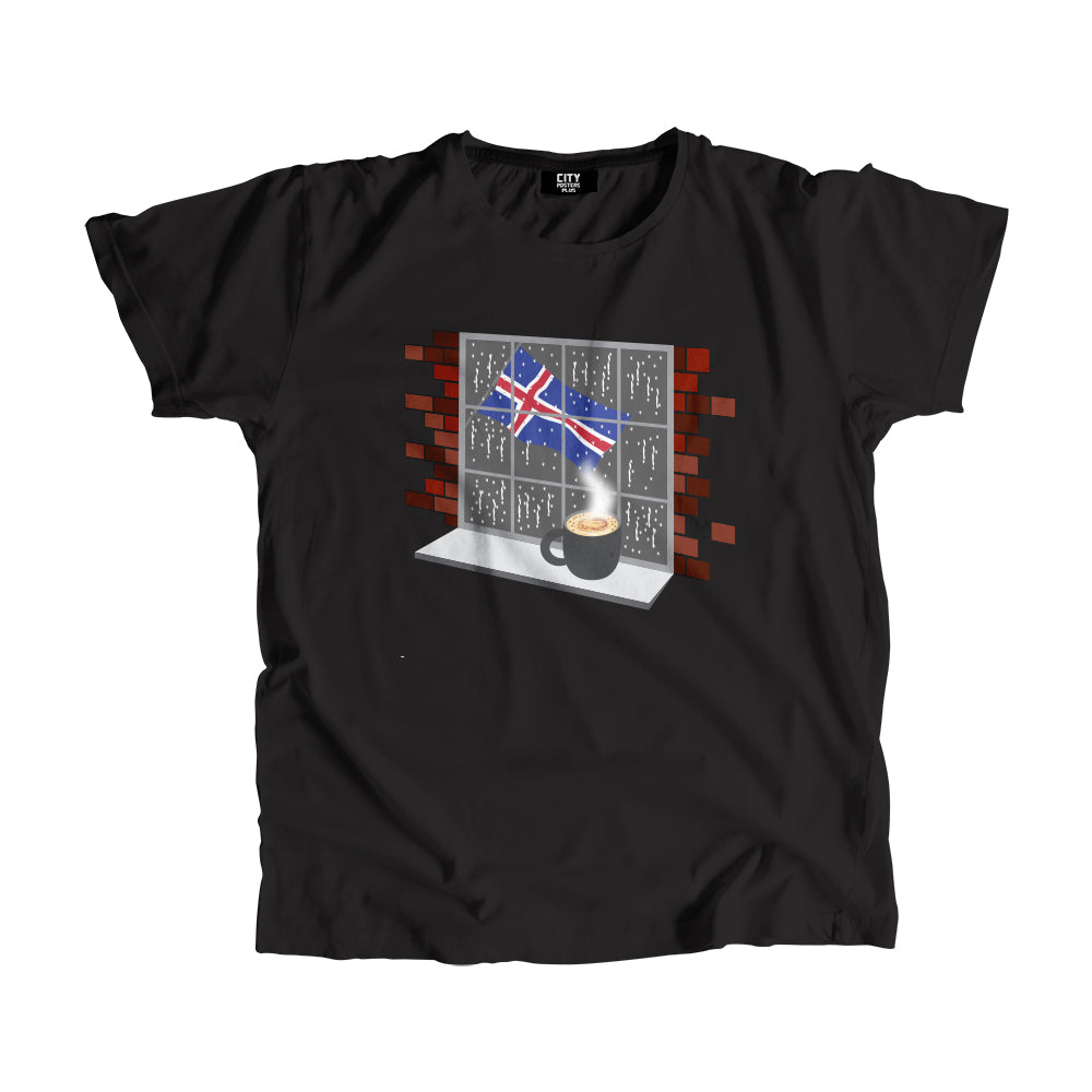 Iceland Coffee Rain Men Unisex T-Shirt | Coffee Lover Graphic Tee