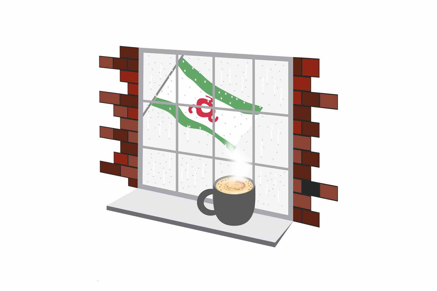 Ingushetia Coffee Rain Window Fridge Magnet