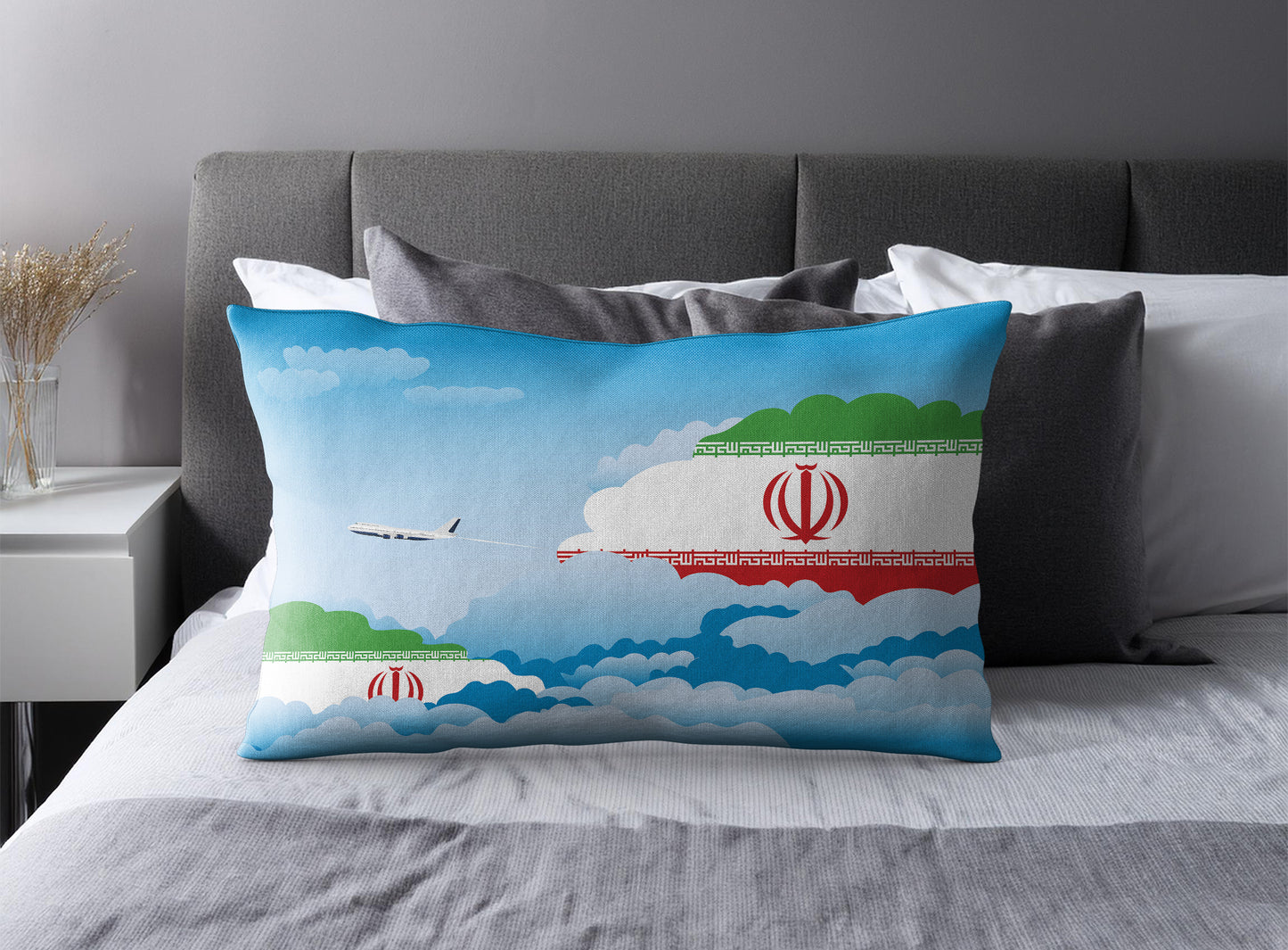 Iran World Airplane Day Clouds Square & Rectangle Pillow Cases | Aviation Decorative Pillow Covers
