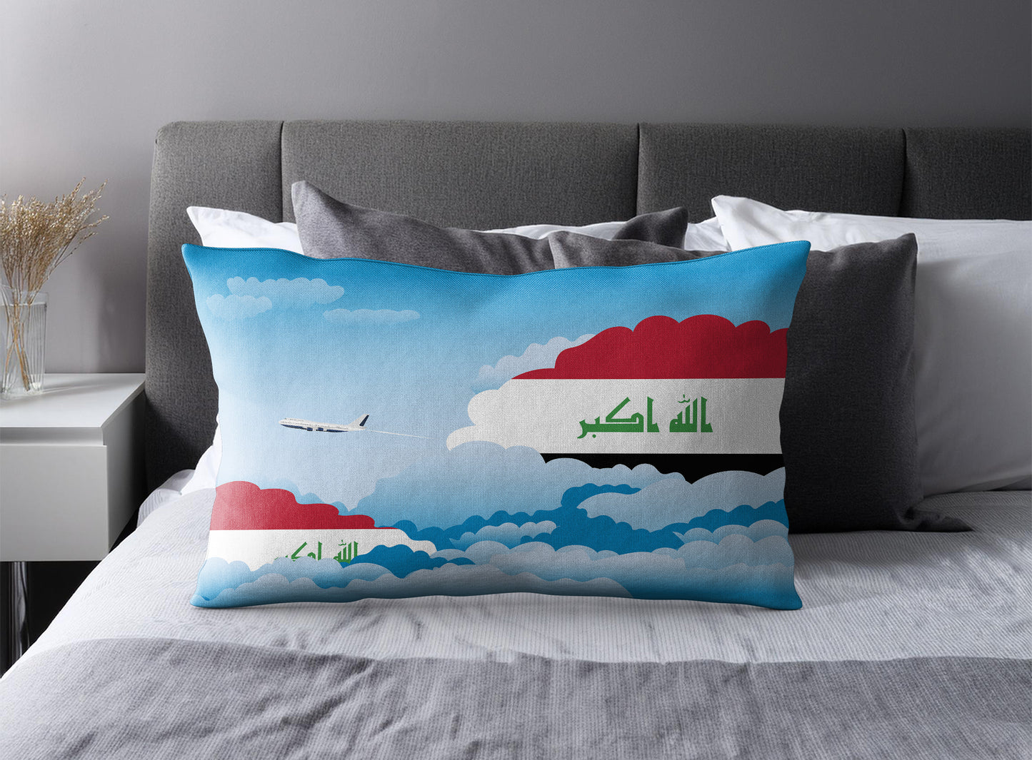 Iraq World Airplane Day Clouds Square & Rectangle Pillow Cases | Aviation Decorative Pillow Covers