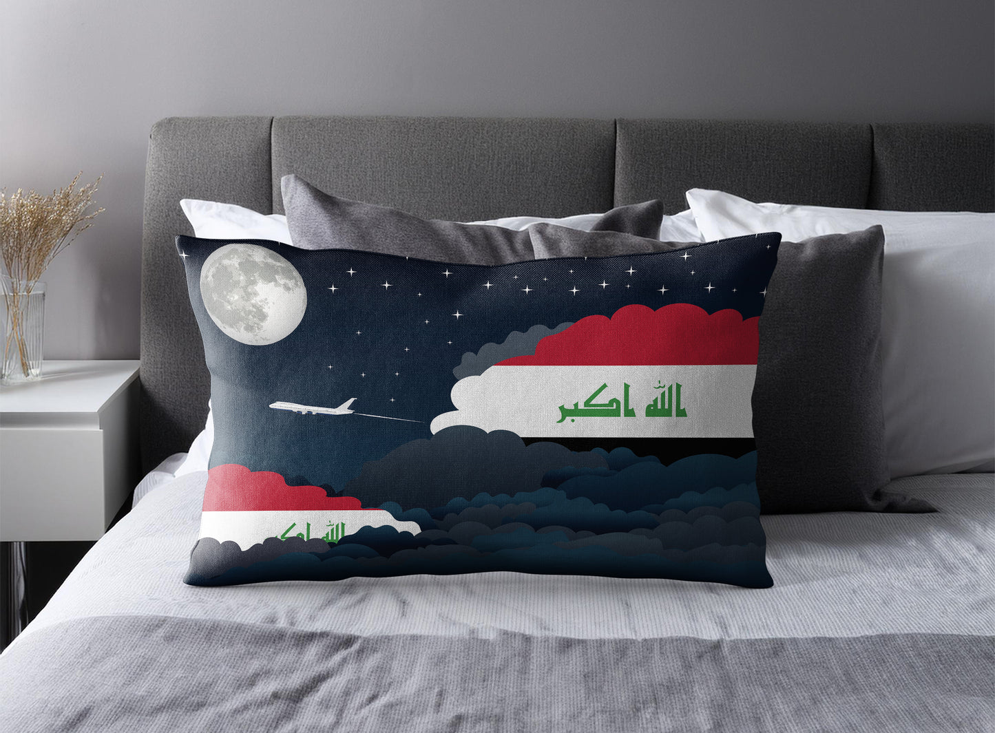 Iraq World Airplane Night Clouds Square & Rectangle Pillow Cases | Aviation Night Sky Pillow Covers