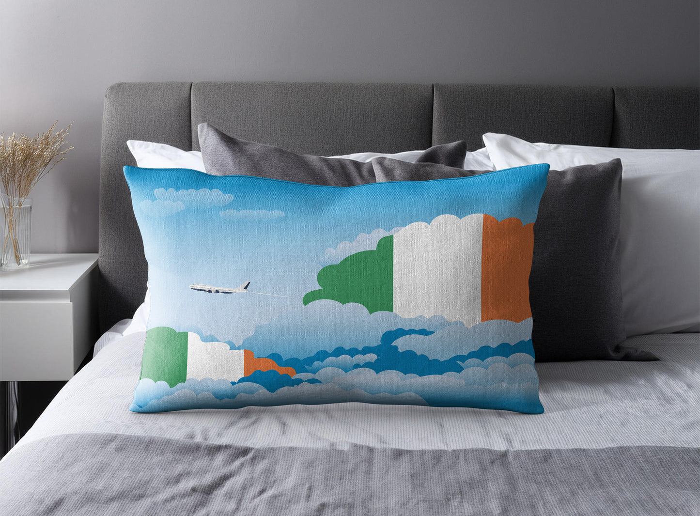 Ireland World Airplane Day Clouds Square & Rectangle Pillow Cases | Aviation Decorative Pillow Covers