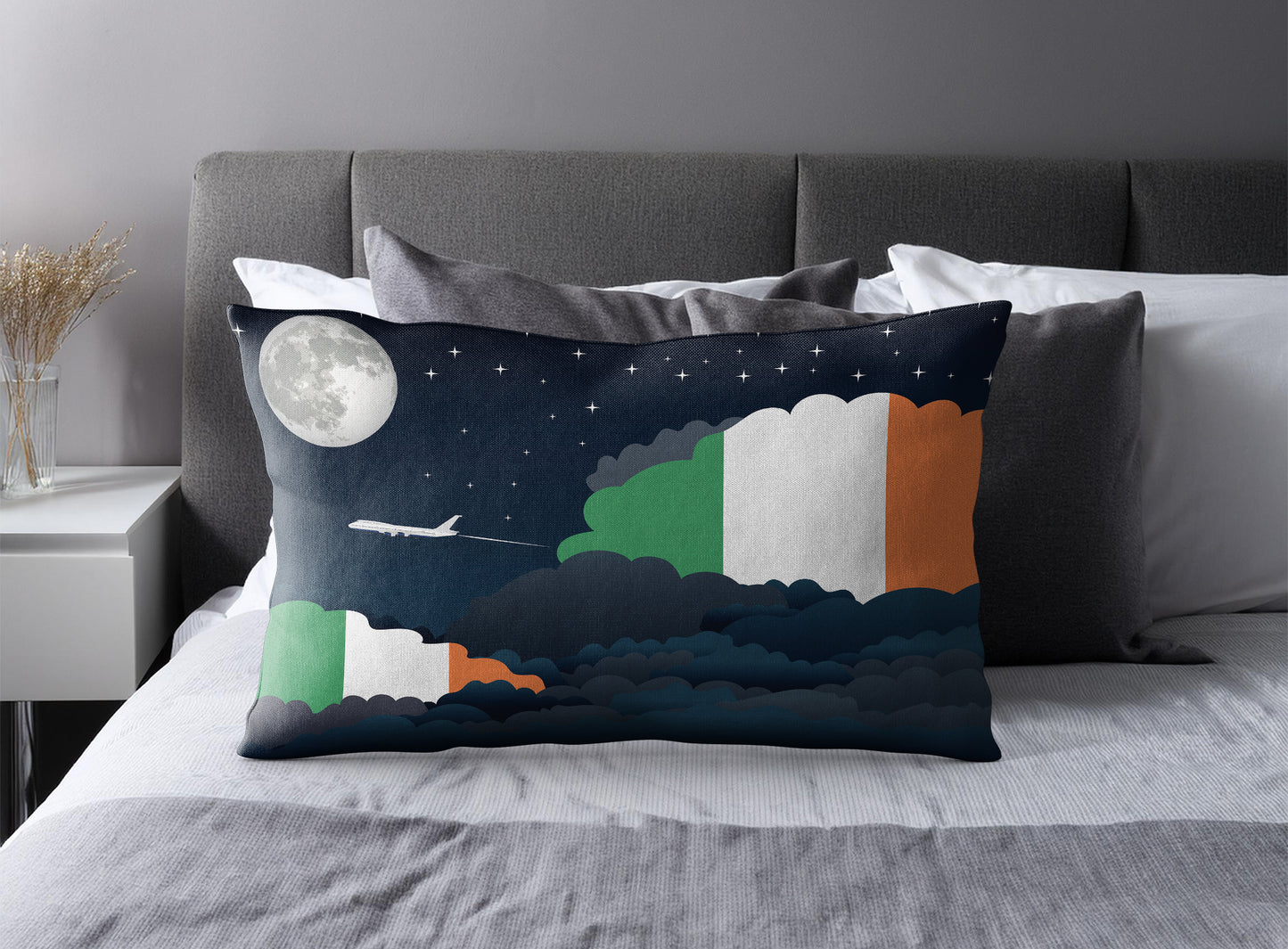 Ireland World Airplane Night Clouds Square & Rectangle Pillow Cases | Aviation Night Sky Pillow Covers