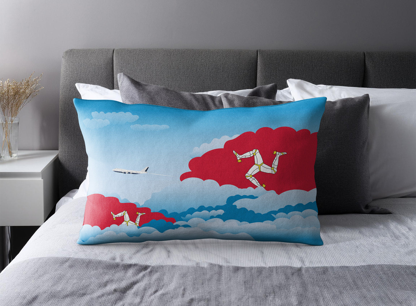Isle of Man World Airplane Day Clouds Square & Rectangle Pillow Cases | Aviation Decorative Pillow Covers
