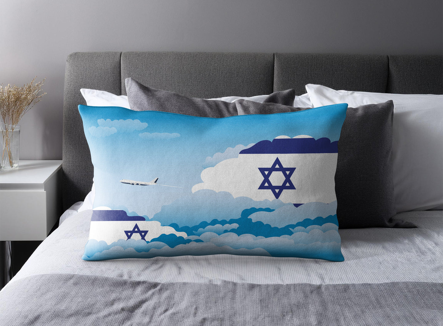 Israel Day Clouds Pillow Case and Pillow Throw
