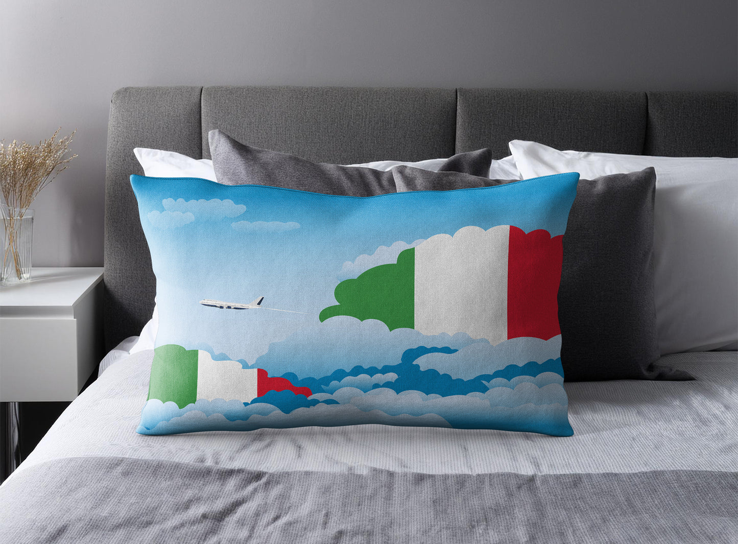 Italy World Airplane Day Clouds Square & Rectangle Pillow Cases | Aviation Decorative Pillow Covers