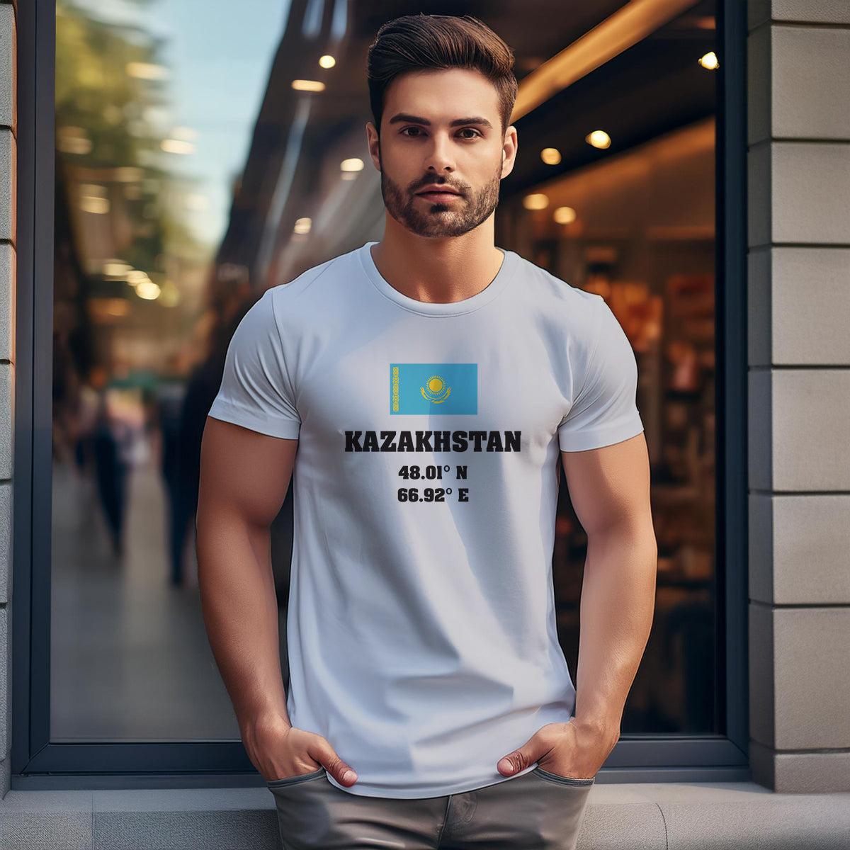 Kazakhstan Latitude Longitude Men Unisex T-Shirt
