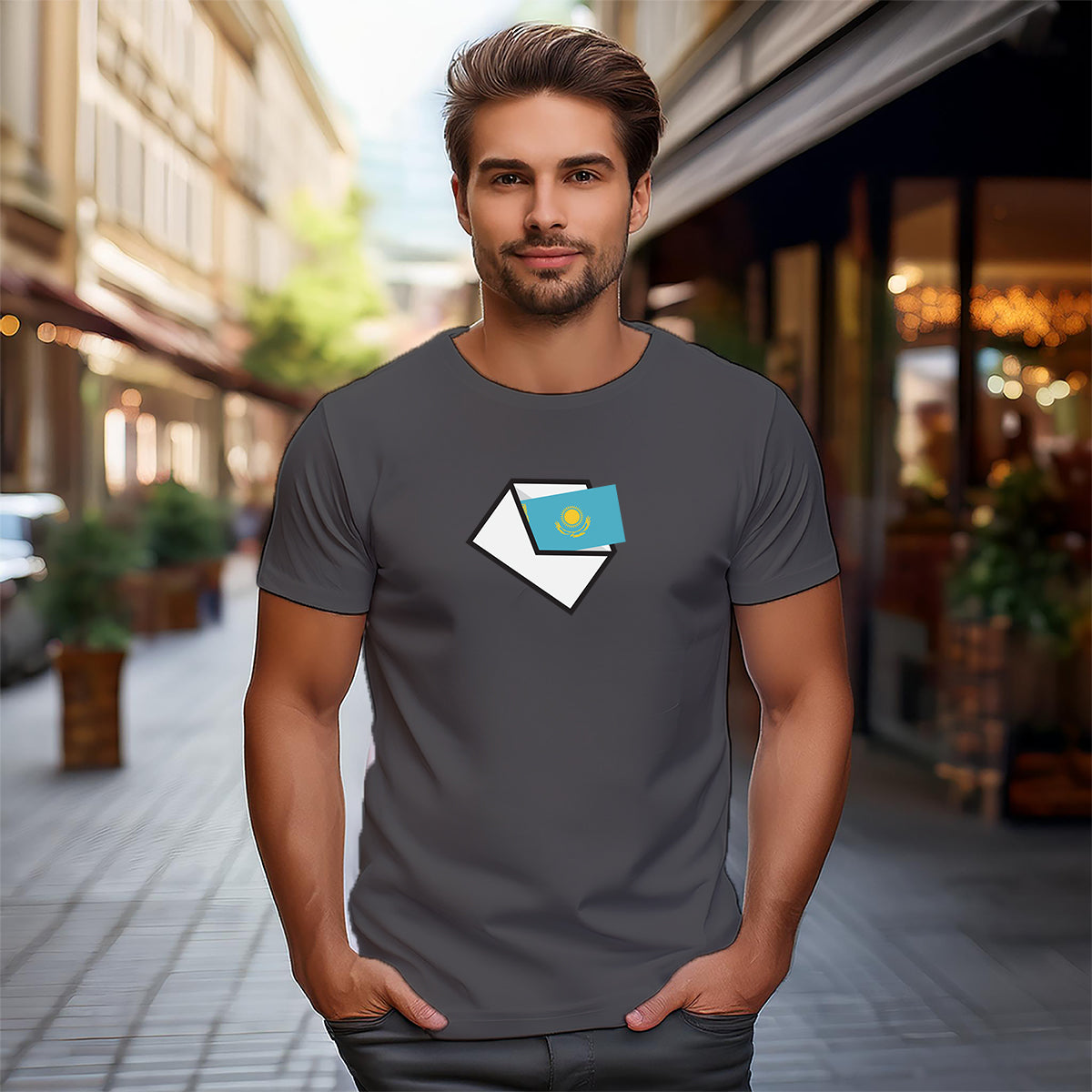Kazakhstan Mail Men Unisex T-Shirt | Postal Graphic Shirt