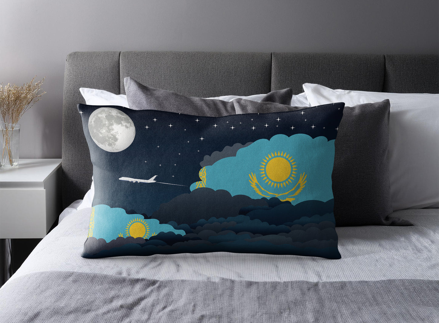 Kazakhstan Night Clouds Pillow Case and Pillow Throw