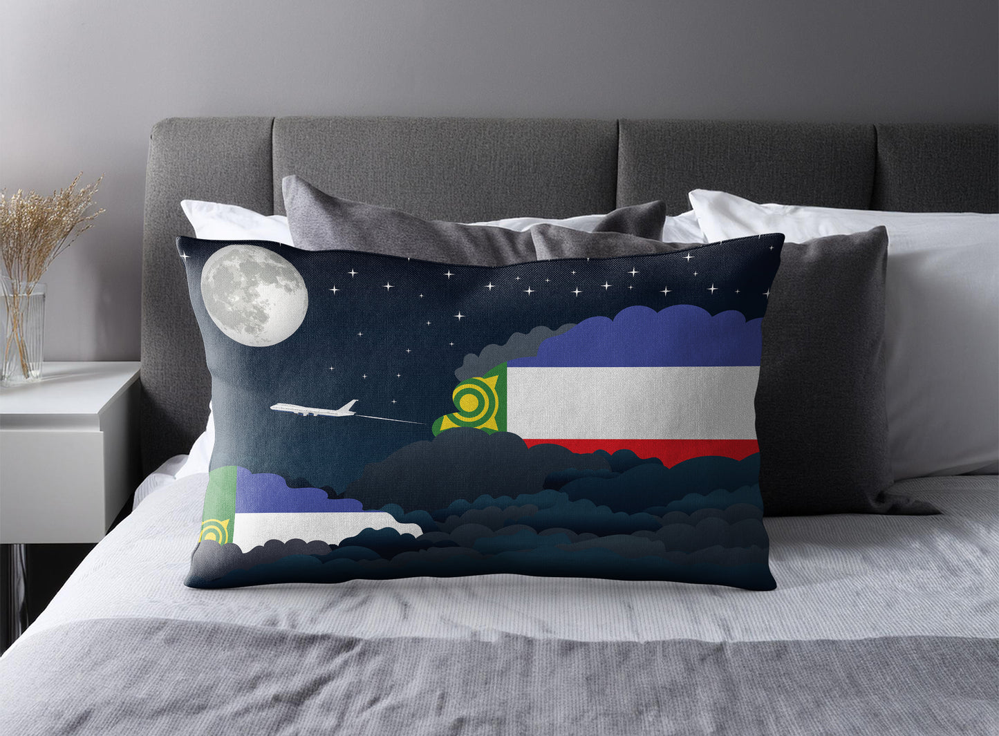 Khakassia World Airplane Night Clouds Square & Rectangle Pillow Cases | Aviation Night Sky Pillow Covers