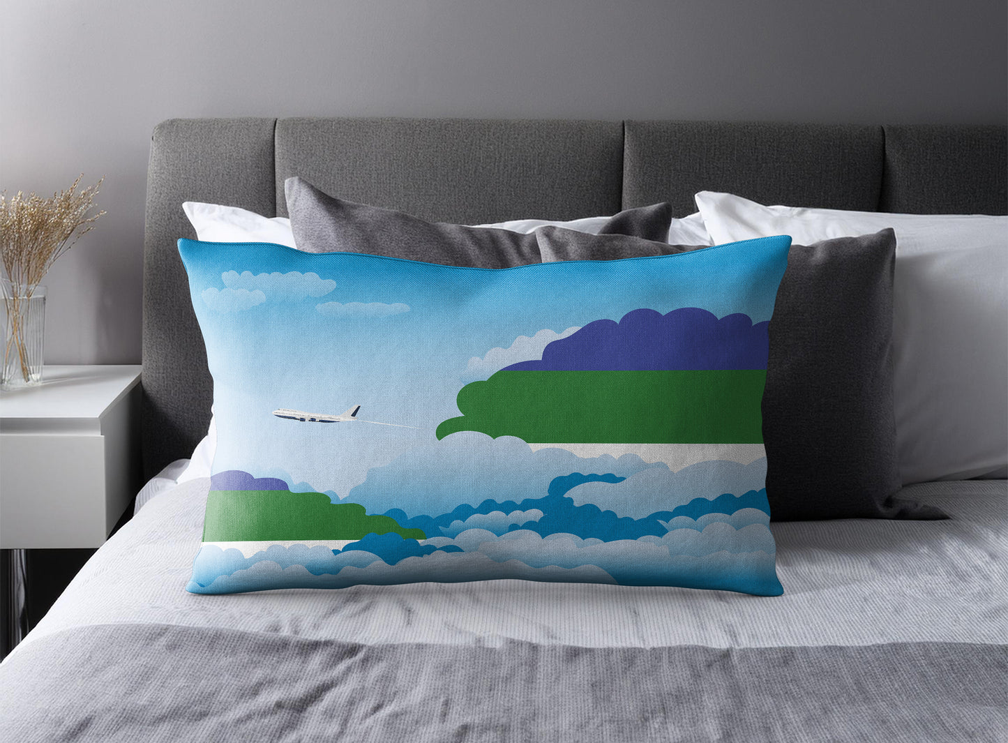 Komi World Airplane Day Clouds Square & Rectangle Pillow Cases | Aviation Decorative Pillow Covers