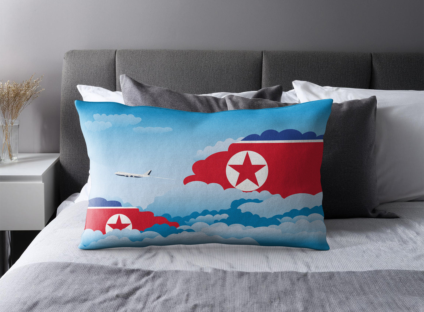 Korea North World Airplane Day Clouds Square & Rectangle Pillow Cases | Aviation Decorative Pillow Covers