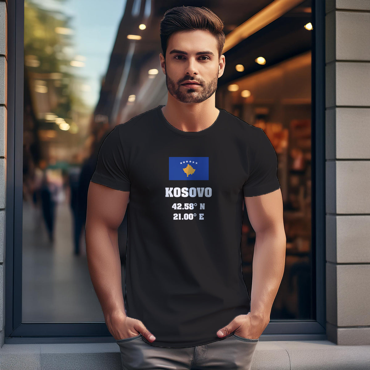 Kosovo Latitude Longitude Men Unisex T-Shirt