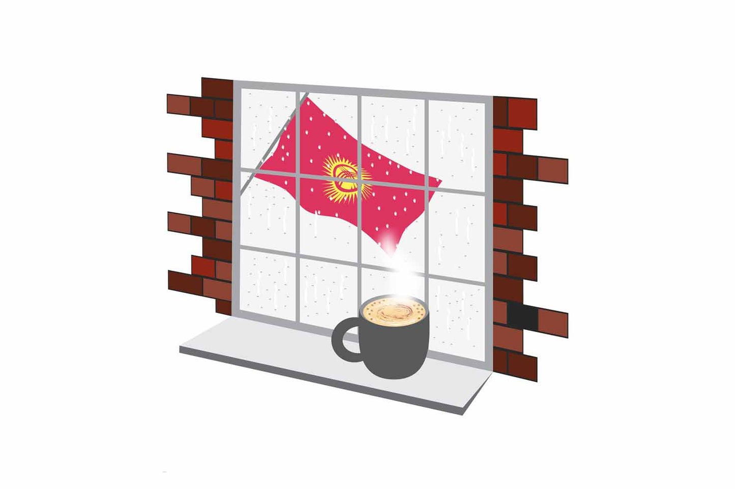 Kyrgyzstan Coffee Rain Window Fridge Magnet