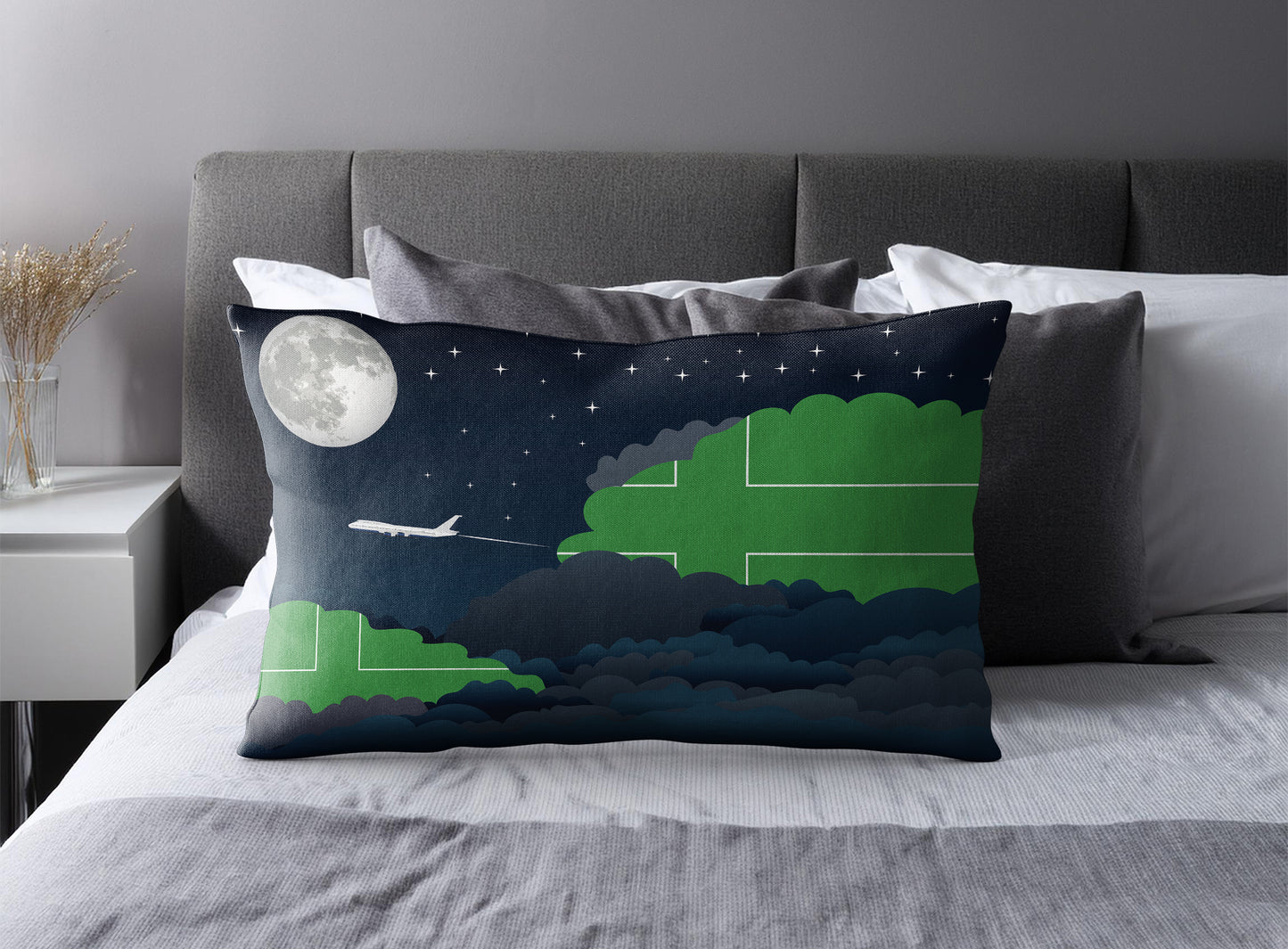 Ladonia World Airplane Night Clouds Square & Rectangle Pillow Cases | Aviation Night Sky Pillow Covers