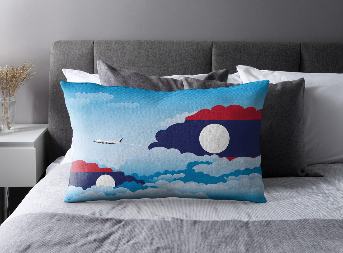 Laos Day Clouds Pillow Case and Pillow Throw
