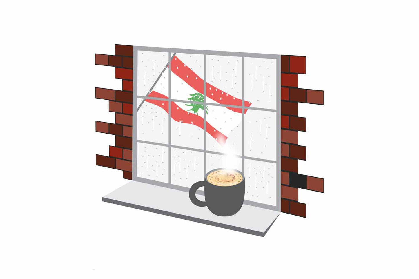 Lebanon Coffee Rain Window Fridge Magnet