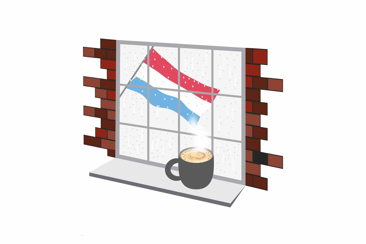 Luxembourg Coffee Rain Window Fridge Magnet