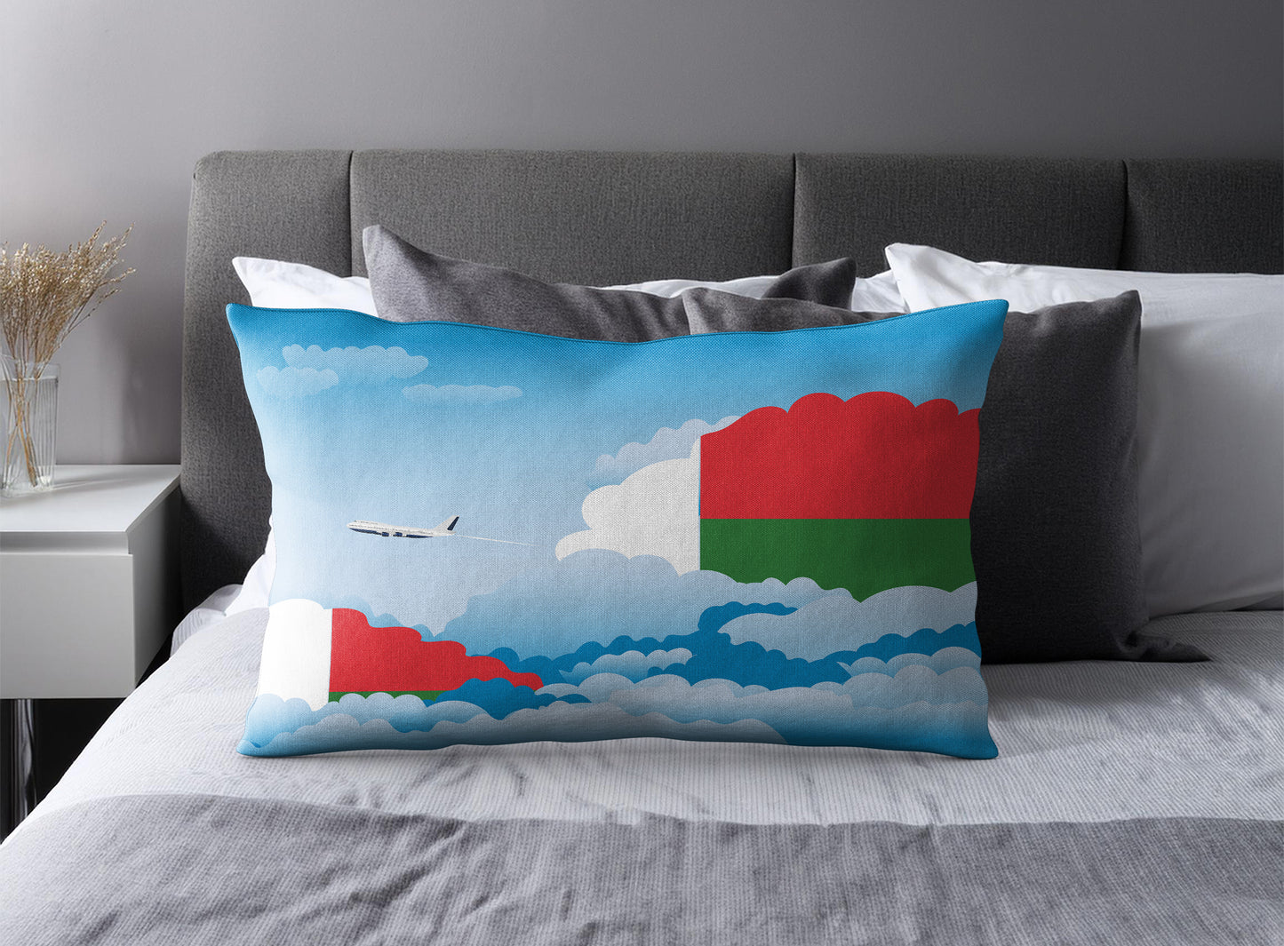 Madagascar Day Clouds Pillow Case and Pillow Throw