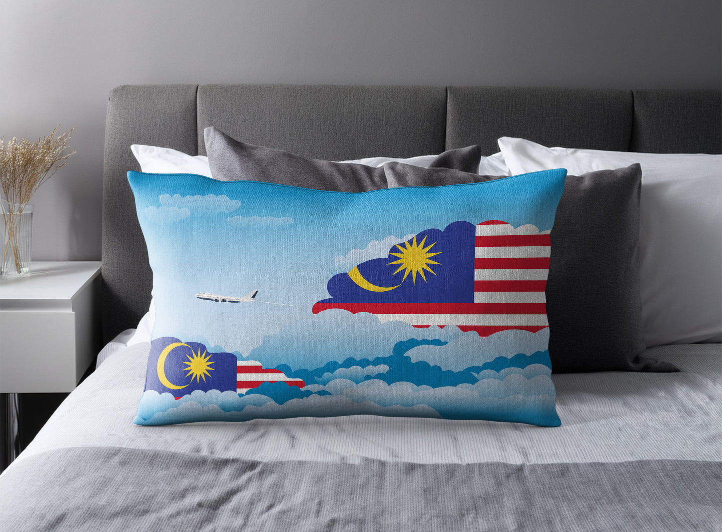 Malaysia World Airplane Day Clouds Square & Rectangle Pillow Cases | Aviation Decorative Pillow Covers