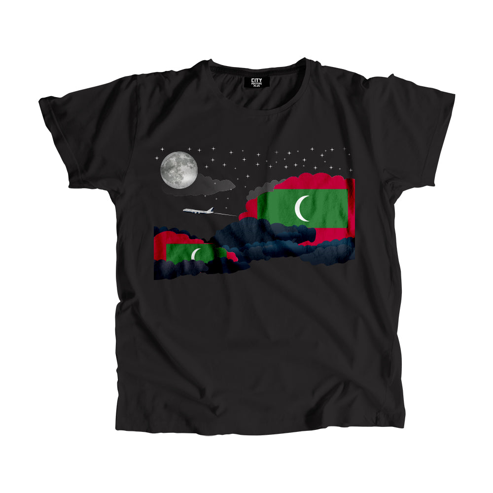 Maldives Night Clouds Airplane Airport Flight Men Unisex T-Shirt Night Clouds Airplane Airport Flight T-Shirt