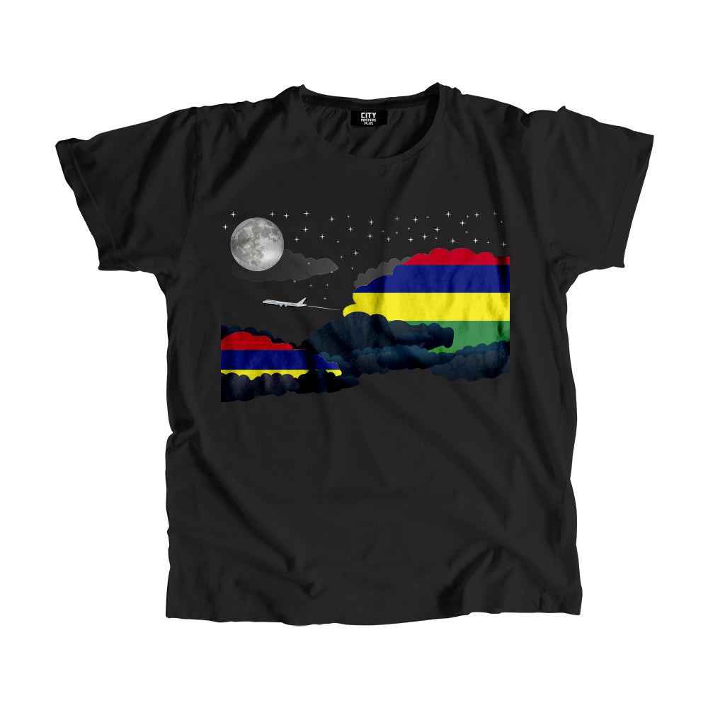 Mauritius Night Clouds Airplane Airport Flight Men Unisex T-Shirt Night Clouds Airplane Airport Flight T-Shirt