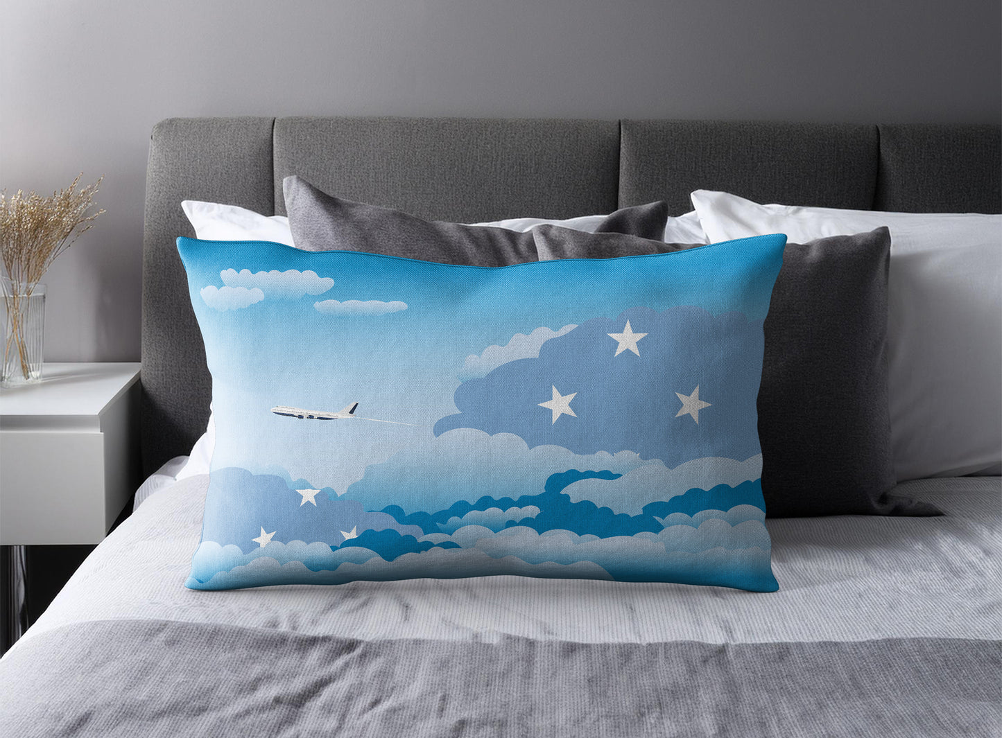Micronesia Federated States World Airplane Day Clouds Square & Rectangle Pillow Cases | Aviation Decorative Pillow Covers