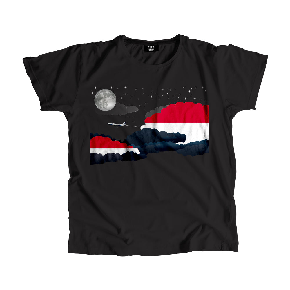 Monaco Night Clouds Airplane Airport Flight Men Unisex T-Shirt Night Clouds Airplane Airport Flight T-Shirt