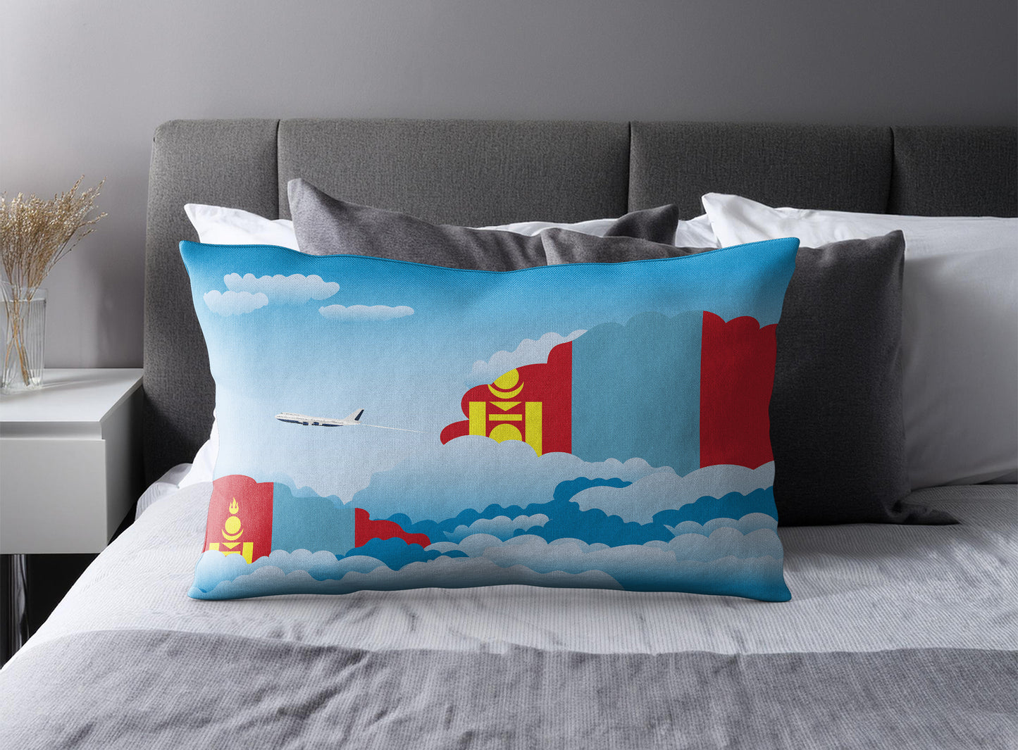Mongolia Day Clouds Pillow Case and Pillow Throw