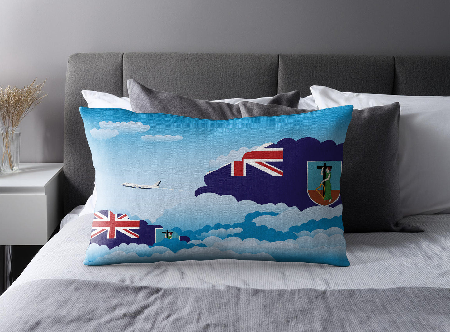 Montserrat World Airplane Day Clouds Square & Rectangle Pillow Cases | Aviation Decorative Pillow Covers