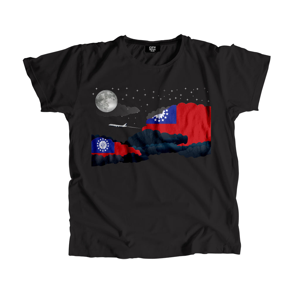 Myanmar - Burma Night Clouds Airplane Airport Flight Men Unisex T-Shirt Night Clouds Airplane Airport Flight T-Shirt